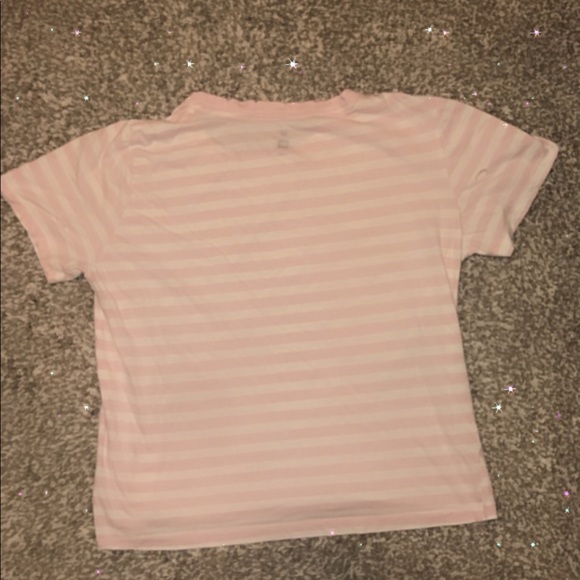 ✨light pink holed crop top with white stripes✨ - Picture 3 of 4